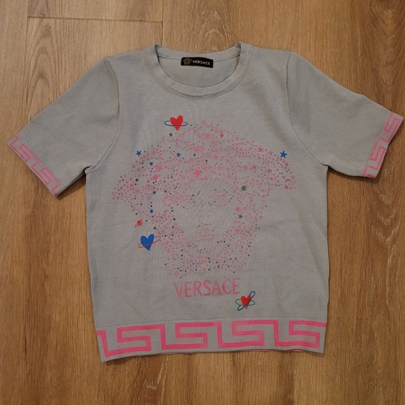 Versace Gray and Pink Women's Top Size Small - Picture 1 of 6